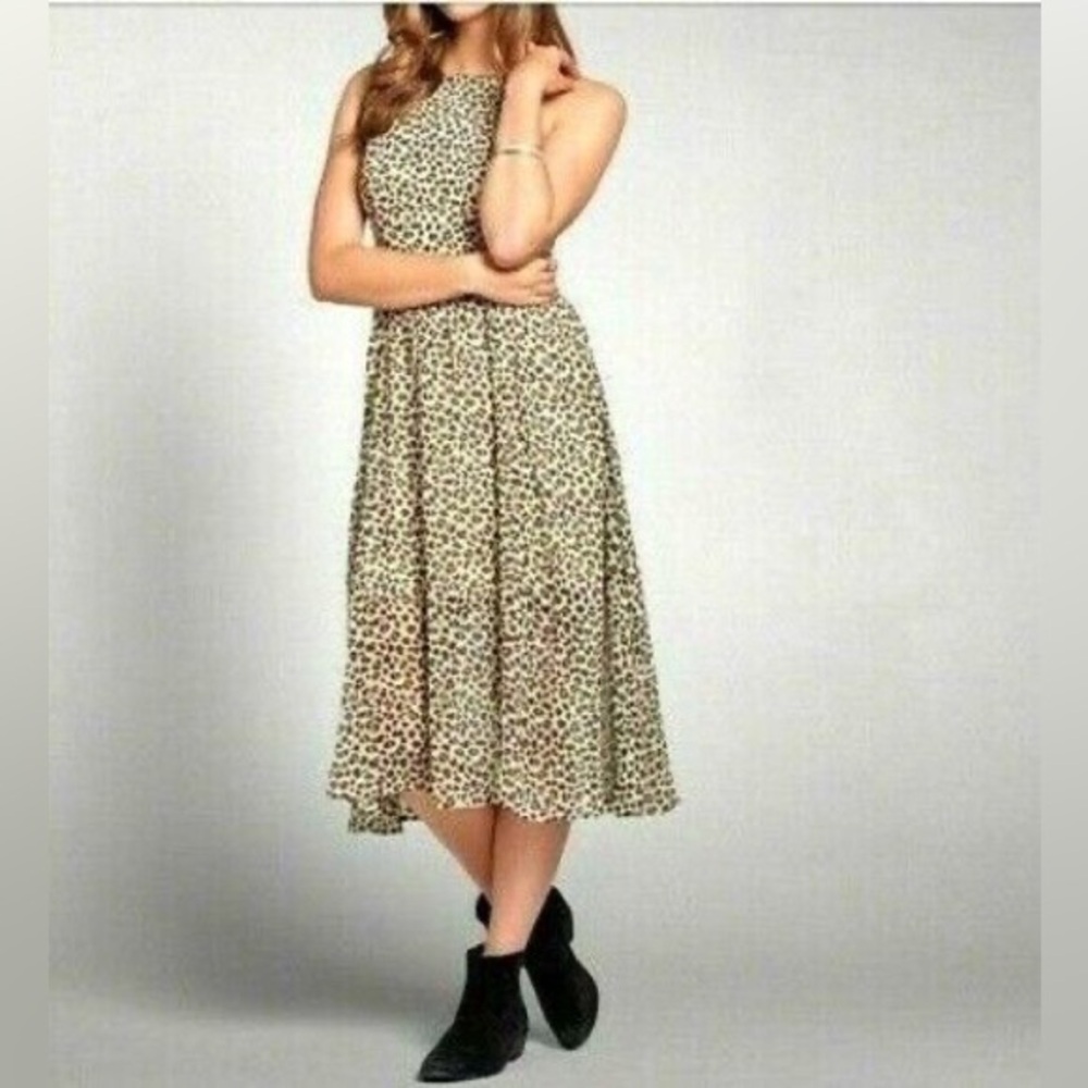 Ambrocrombie & Fitch midi cheetah dress strapy cross back Daphne small